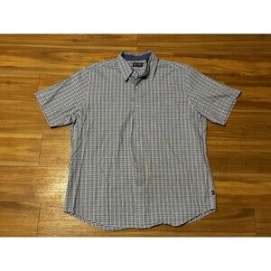 Chaps Men’s Plaid Button Up Shirt XL Tall Blue Short Sleeve Easy Care